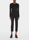 Majestic Metallic Long-sleeve Viscose Tee In Black