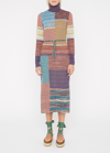 Ulla Johnson Almira Turtleneck Patchwork Knit Midi Dress In Peridot