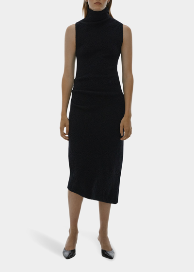 Helmut Lang Deal Fleece Asymmetrical Dress In Black