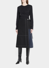 3.1 Phillip Lim Colorblock Midi Utility Skirt In Black-eclipse