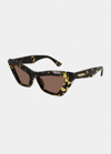 Bottega Veneta Dramatic Acetate Cat-eye Sunglasses In 010 Shiny Transpa