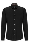 Hugo Boss Regular-fit Shirt In Easy-iron Cotton Poplin In Black