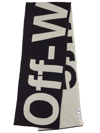Off-white Women's Reversible Logo Wool Ribbed Scarf In White,black