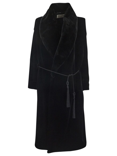 Saint Laurent Robe Coat In Black