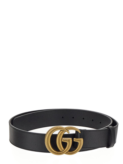 Gucci Interlocking Gg Buckle Belt In Black