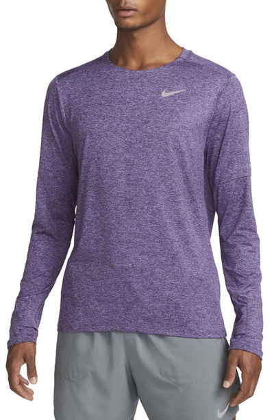 Nike Element Dri-fit Long Sleeve Running T-shirt In Action Grape/ Cave Purple