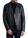 Karl Lagerfeld Leather Asymmetric Full Zip Moto Jacket In Black