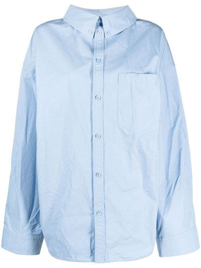 Balenciaga Knotted Cuff Blouse In Blue