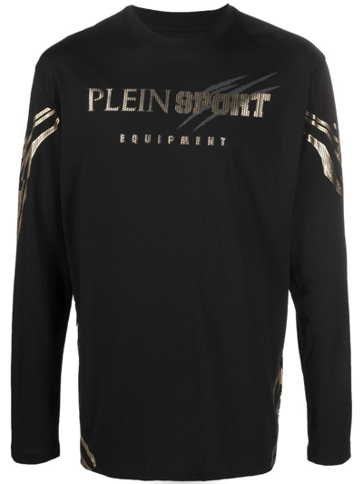 Plein Sport Tiger Logo-print Long-sleeve T-shirt In Black