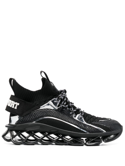 Plein Sport Panelled High Top Sneakers In Black