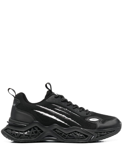 Plein Sport Panelled Lace-up Sneakers In Black