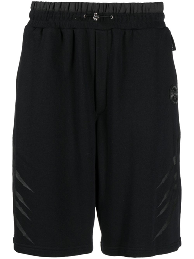 Plein Sport Stripe-print Jogging Shorts In Black