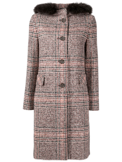 Cinzia Rocca Plaid-check Print Hooded Coat In Brown