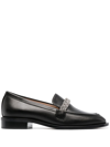 Stuart Weitzman Crystal-embellished Chain-link Loafers In Schwarz
