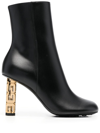 Givenchy Black G Cube Ankle Boots With Gold-tone Logo Heel Black In Leather Woman In Schwarz