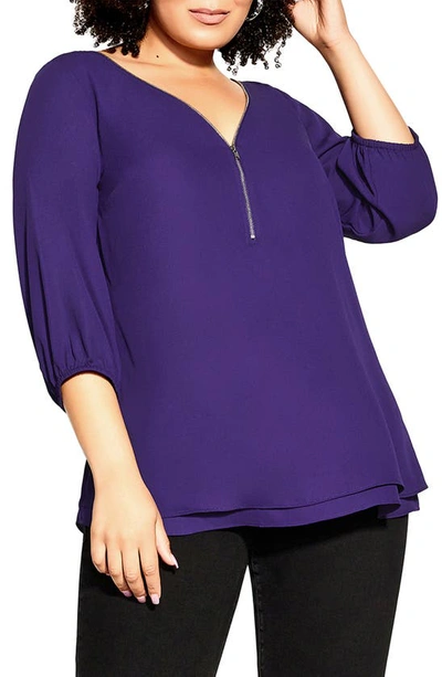 City Chic Sexy Fling Top In Purple