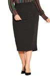 City Chic Hailey Exposed Back Zip Pencil Skirt In Black