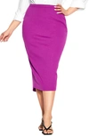 City Chic Hailey Exposed Back Zip Pencil Skirt In Hot Pink