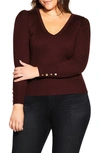 City Chic Trendy Plus Size Rebel Rock Jumper Sweater In Garnet