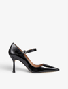 Lk Bennett Camille Pointed-toe Leather Mary-jane Heels In Bla-black