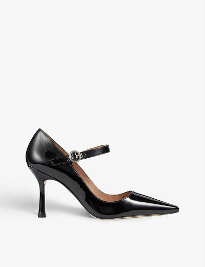 Lk Bennett Camille Pointed-toe Leather Mary-jane Heels In Bla-black