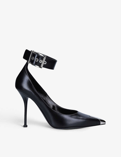ALEXANDER MCQUEEN PUNK POINTED-TOE LEATHER COURTS,58186801