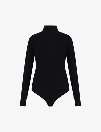 Aligne Garrie High-neck Ribbed Stretch-woven Body In Black