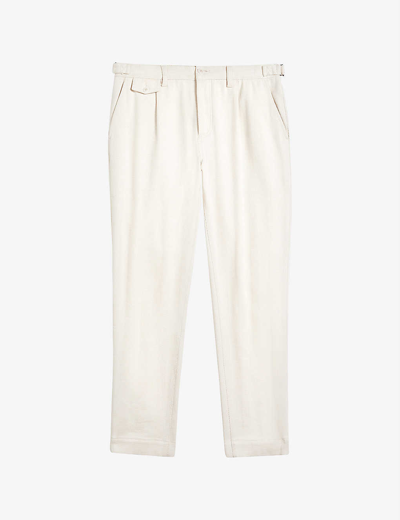 Ted Baker Talbot Regular-fit Straight-leg Stretch-cotton Trousers In Natural