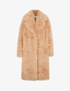 ALIGNE ALIGNE WOMENS BISCUIT GIBB WIDE-COLLAR RELAXED-FIT FAUX-FUR COAT,61529718