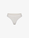 Skims Smoothing Mid-rise Stretch-woven Thong In White