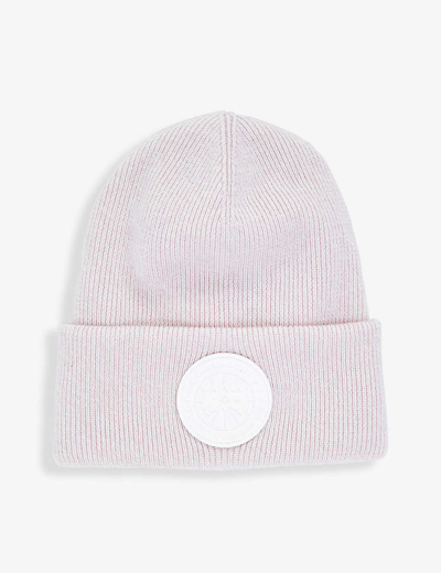 Canada Goose Disc Logo-patch Wool Beanie Hat In Pink