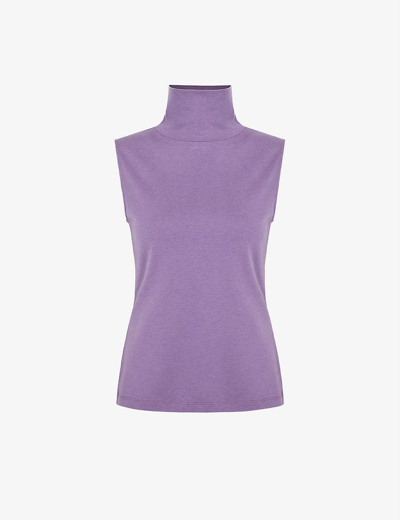 Aligne Genny High-neck Sleeveless Woven Top In Lilac