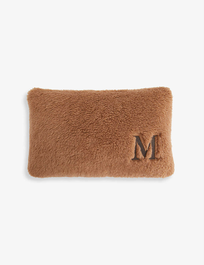 Max Mara Monogram Fur And Silk-blend Pillow 43cm X 27cm In Cammello