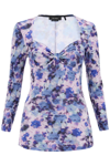 Isabel Marant Gubaia Blur Floral-print Bow-bustier Velvet Top In Purple
