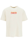 Palm Angels Burning Logo-print Cotton T-shirt In Beige