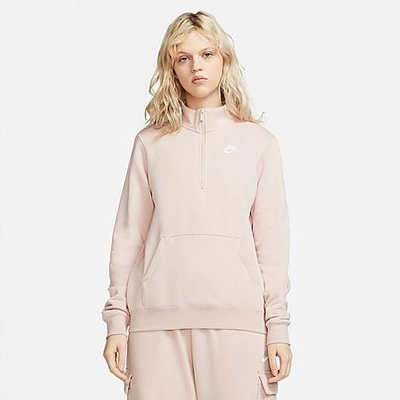 Nike Women's Sportswear Club Fleece Half-zip Sweatshirt In Pink Oxford/white