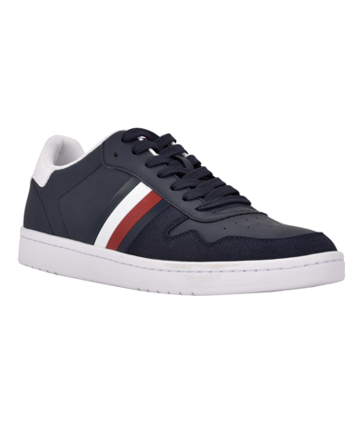 Tommy Hilfiger Men's Lauro Perforated Detail Lace Up Sneakers Men's Shoes In Navy