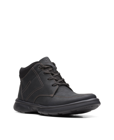 Clarks Men's Bradley Leather Mid Comfort Boots In Black Tumbled