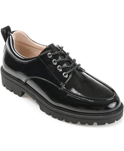Journee Collection Women's Zina Lace Up Lug Sole Oxfords In Black