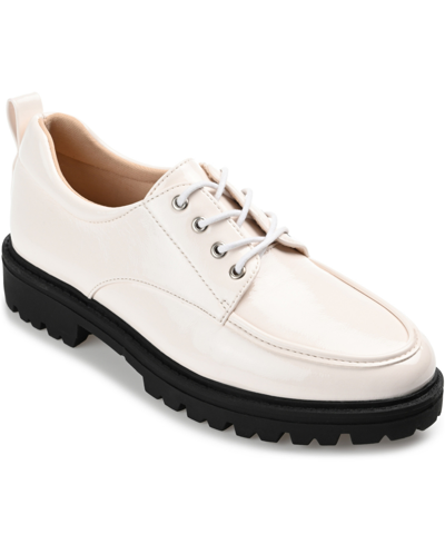 Journee Collection Women's Zina Lace Up Lug Sole Oxfords In Bone