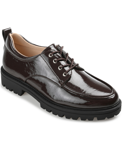 Journee Collection Women's Zina Lace Up Lug Sole Oxfords In Brown