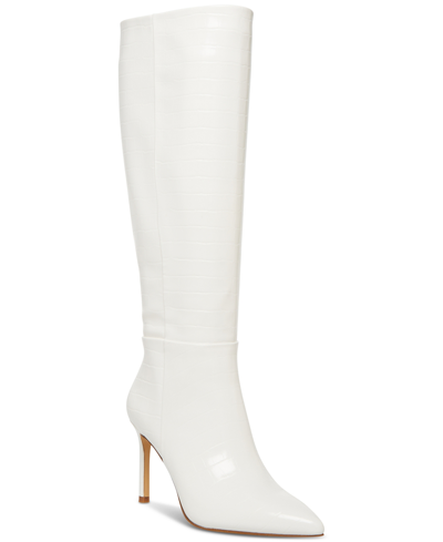 Madden Girl Chantelle Croco-embossed Dress Boots In White Croco