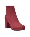 Calvin Klein Uda2 Womens Faux Suede Platform Heel Ankle Boots In Bordo Faux Suede