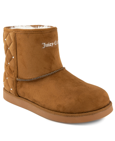 Juicy Couture Kave Womens Faux Suede Slip On Winter & Snow Boots In Cognac