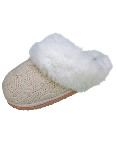 Izod Women's Demi Cable Knit Scuff Slippers In Ivory
