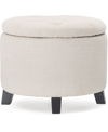 Finch Bennett Round Storage Ottoman In Ivory