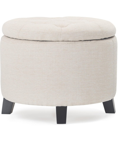 Finch Bennett Round Storage Ottoman In Ivory