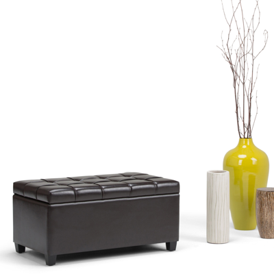 Simpli Home Closeout! Sienna Ottoman In D. Brown