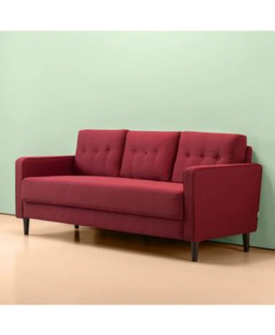 Zinus Mikhail Mid Century Upholstered Sofa Loveseat Collection In Ruby Red