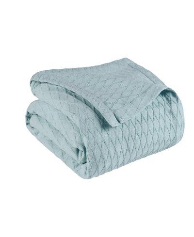 Superior Diamond Pattern All Season Woven Cotton Blanket, Full/queen In Aqua